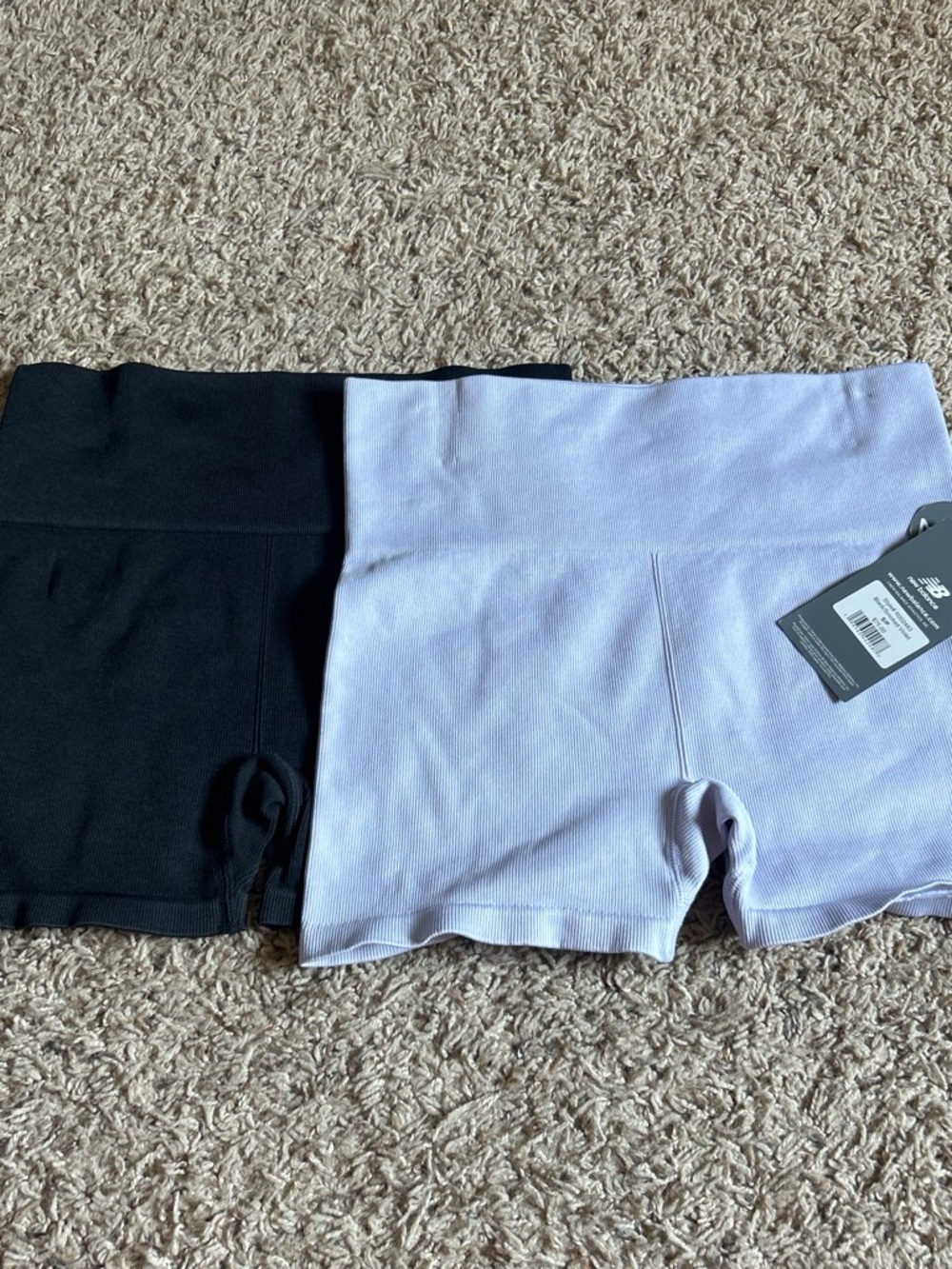 New Balance Women's High-Waist Bike Shorts — Black & Lavender